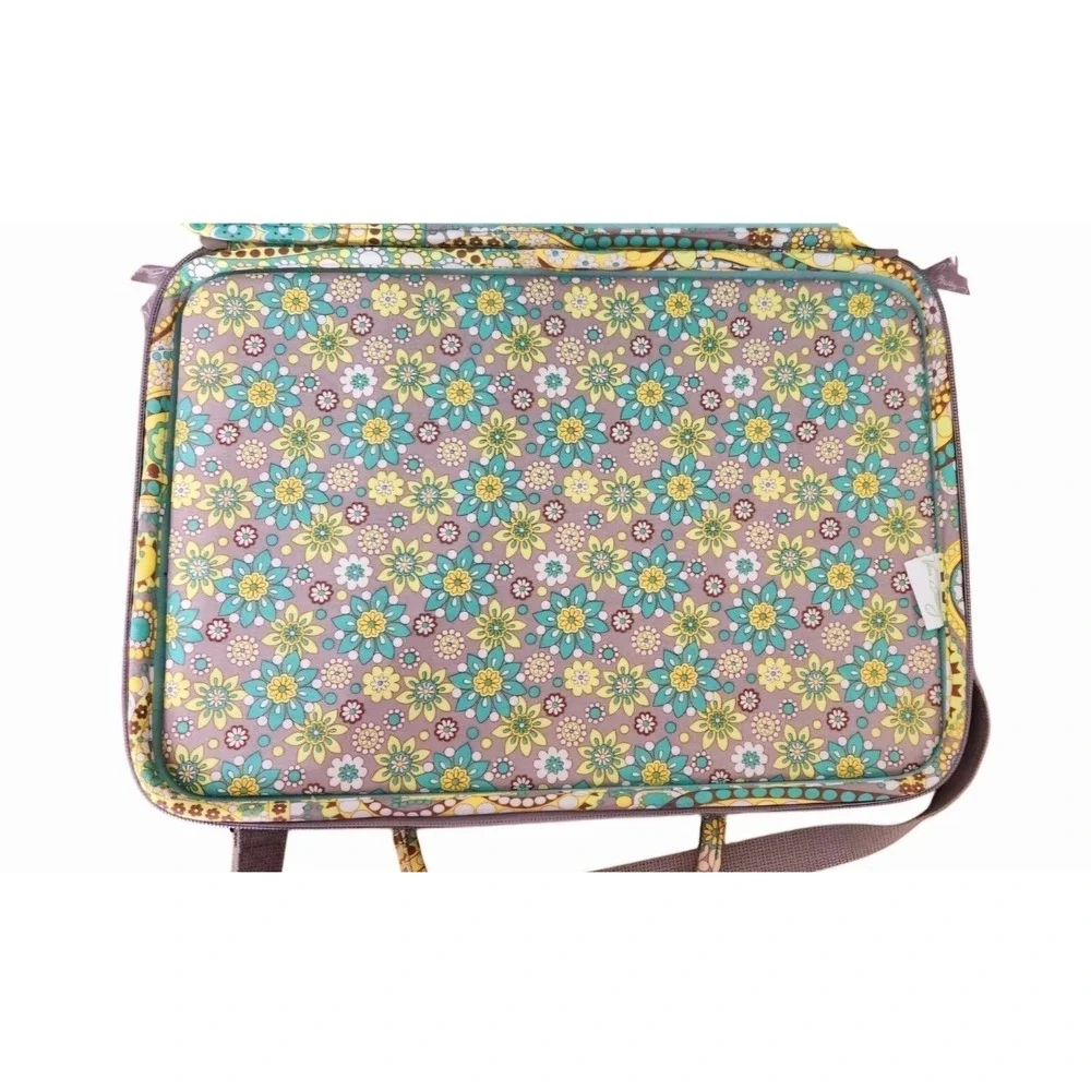Vera Bradley Laptop Hardshell Quilted Crossbody Bag‎ Yellow Turquoise Paisley